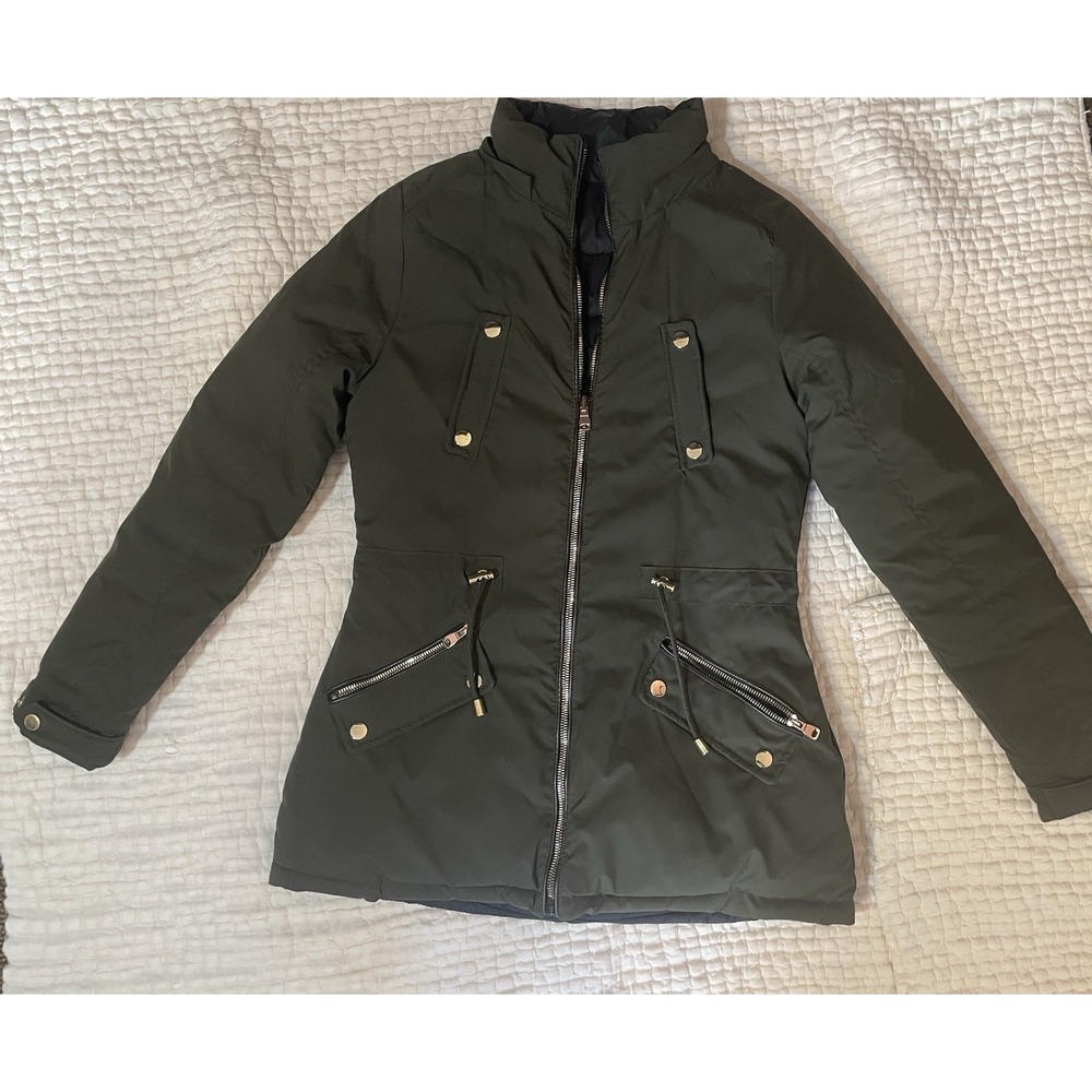 HOW DARE U WOMEN'S REVERSIBLE COAT  BLACK OLIVE Small (no Hoodie)